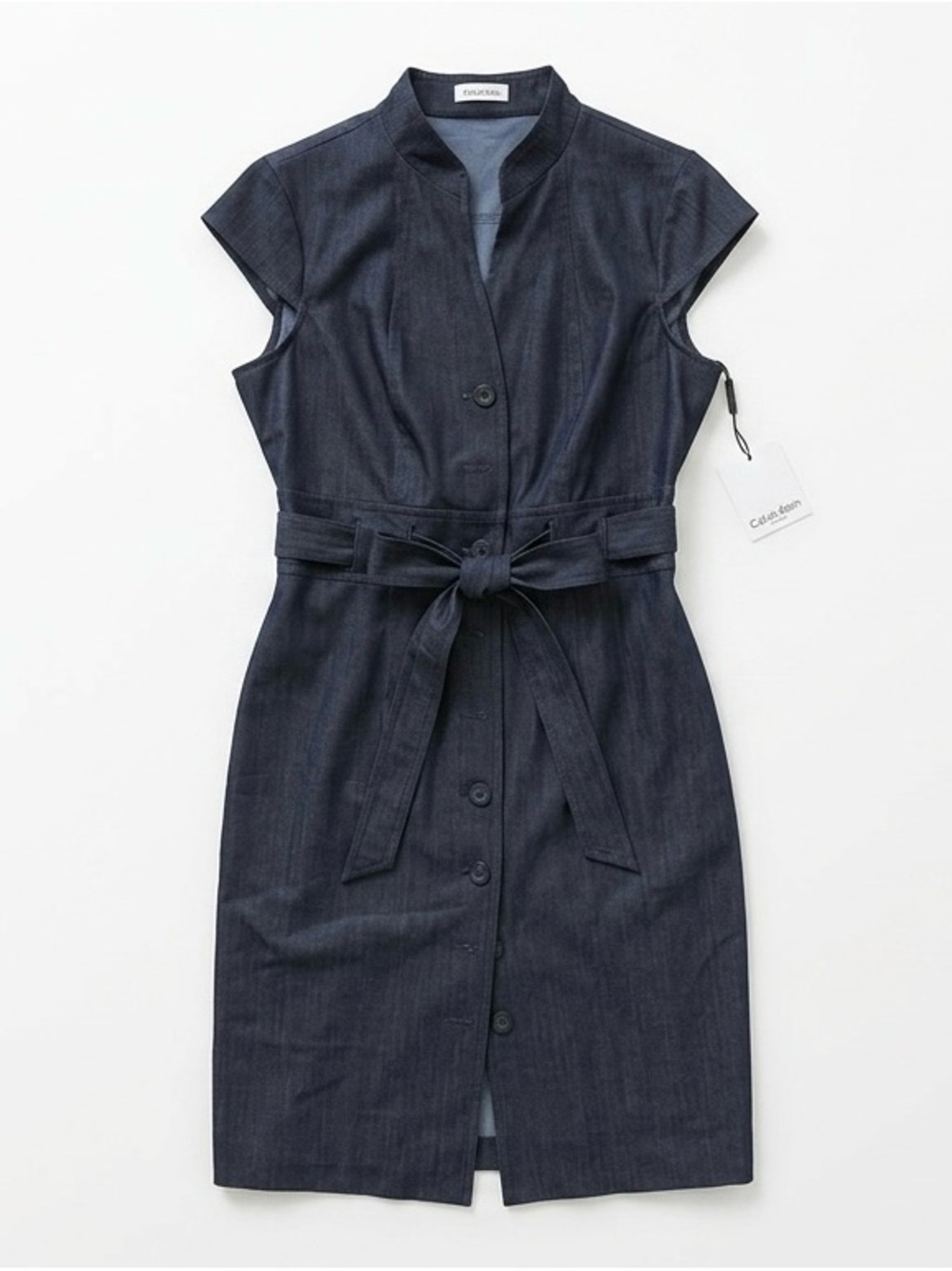 Calvin Klein Denim Cap-Sleeve Belted Shirt Dress